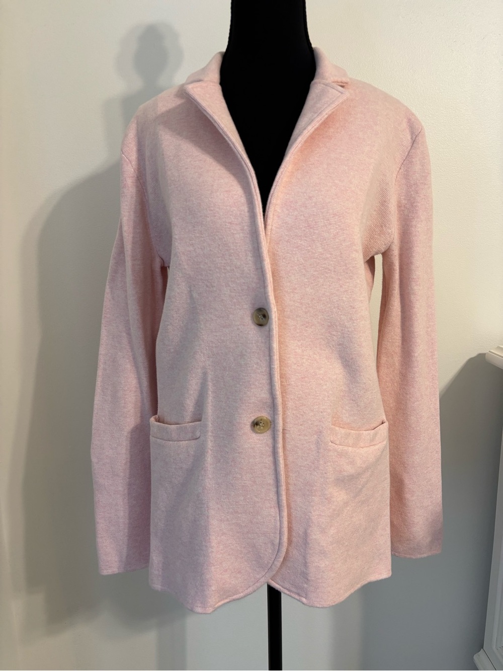 J Crew Women’s Size medium Heathered Pink Cotton Knit Blazer Jacket Lightweight